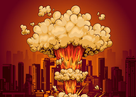 Cityscape explosion illustrationのイラスト素材