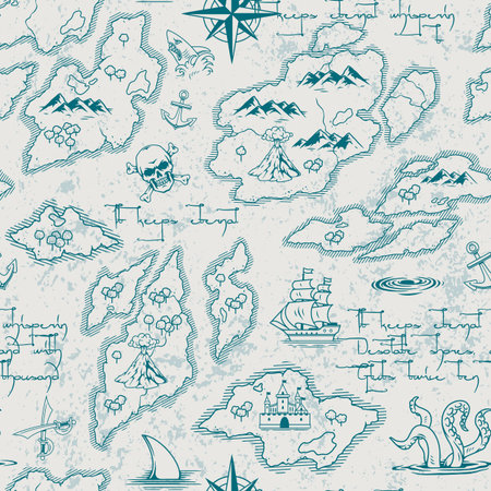 Whimsical treasure map with islands