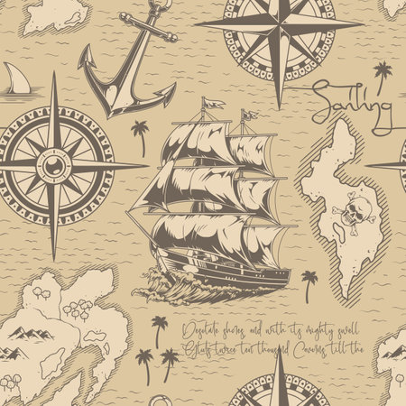 Nautical vintage ship designs exploredのイラスト素材