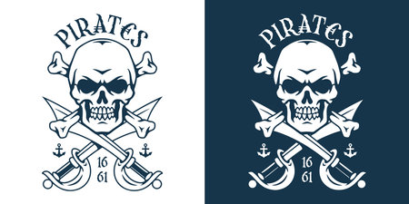 Skull and crossbones design representing piratesのイラスト素材