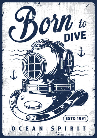 Diving helmet design featuring ocean spirit themeのイラスト素材