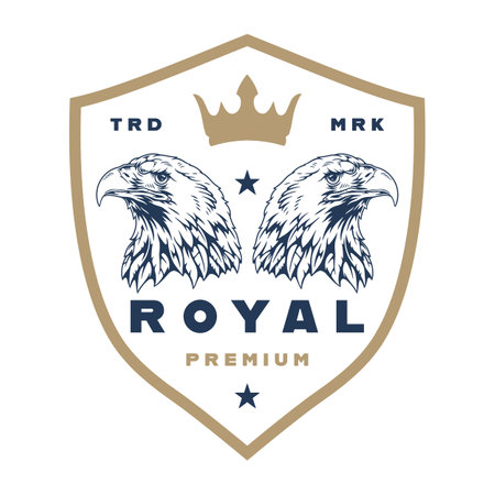Unique shield design featuring two eaglesのイラスト素材
