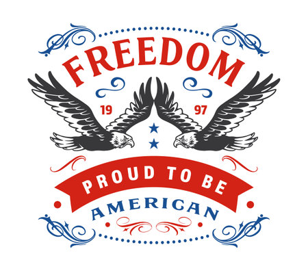 Celebrating American Freedom with Symbolic Eaglesのイラスト素材