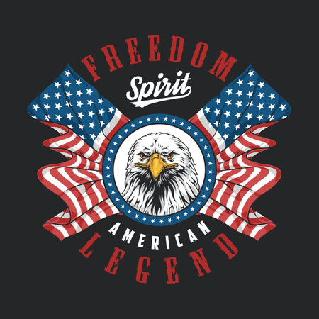 Symbol of patriotism with eagle and flags designのイラスト素材