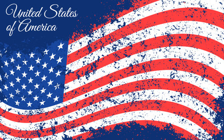 Waving American flag with a vintage textureのイラスト素材