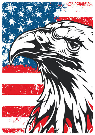 Eagle emblem on American flagのイラスト素材