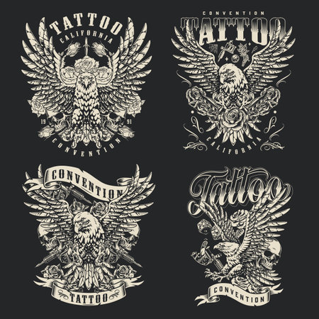 Unique tattoos showcased in Californiaのイラスト素材