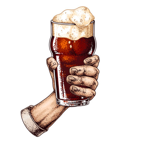 Cheers with a raised beer glassのイラスト素材