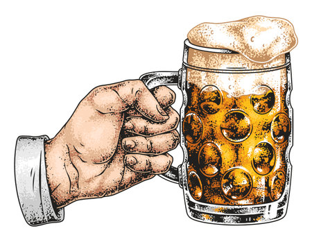 Enjoying a cold beer in a cheerful momentのイラスト素材