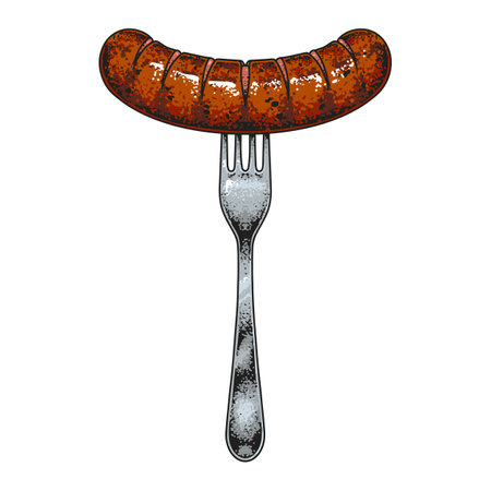 Enjoying grilled sausages with beer at a picnicのイラスト素材