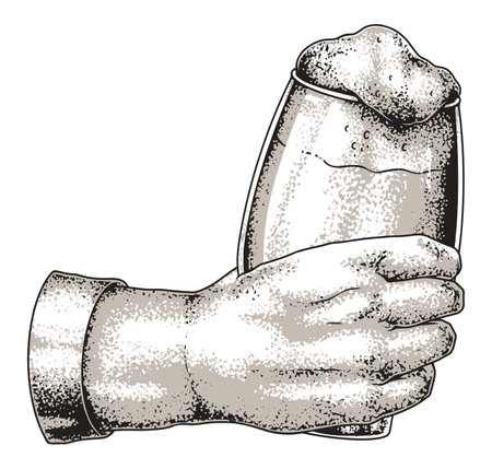 Cheers with a cold beer in a glassのイラスト素材