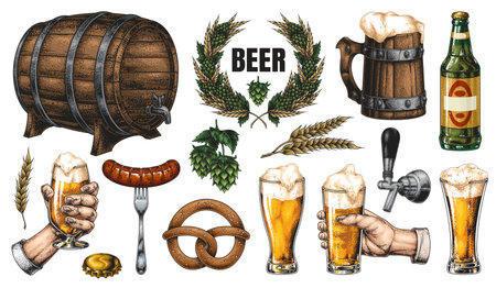 Art showcasing beer and beverage themesのイラスト素材