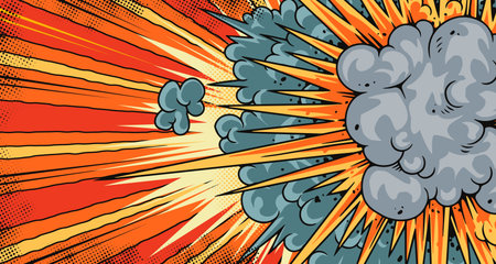 Dynamic explosion graphic with comic style effects