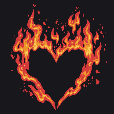 Heart-shaped flames create a fiery designのイラスト素材