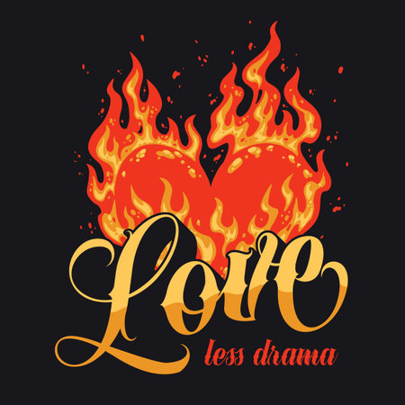 Flaming heart design representing love and passionのイラスト素材