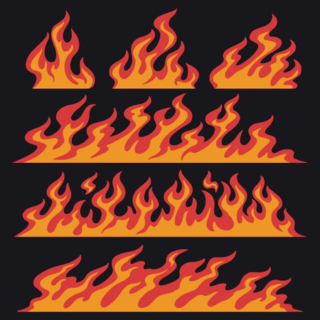 Various styles of fire flames for design projectsのイラスト素材