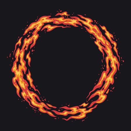 Bright fire circle in dark backdropのイラスト素材