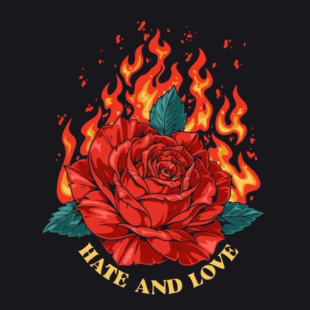 Fire and rose hate vs. loveのイラスト素材