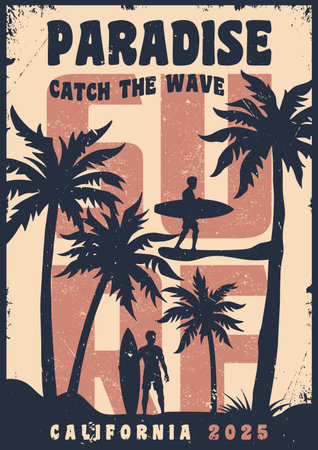 Catch the wave in paradise with surfing funのイラスト素材