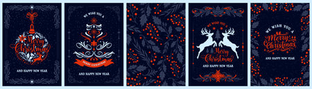 Lovely Christmas greeting cardsのイラスト素材