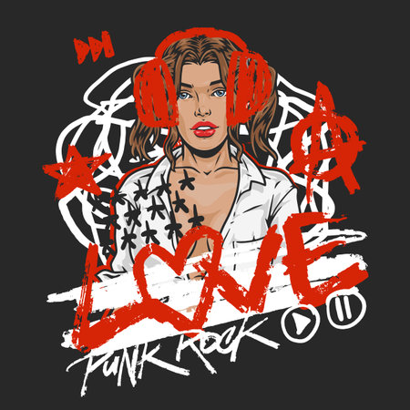 Bold urban punk styleのイラスト素材