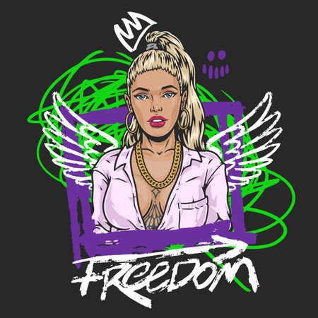 Stylish woman with grunge artのイラスト素材