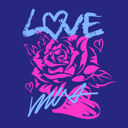 Bold love design with roseのイラスト素材
