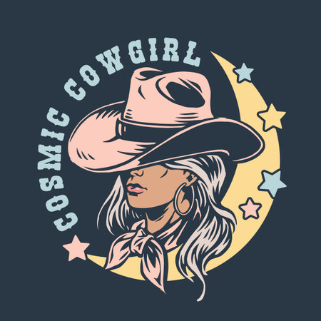 Cosmic cowgirl under the moonのイラスト素材