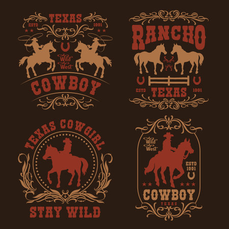 Cowboys and cowgirls in Texasのイラスト素材