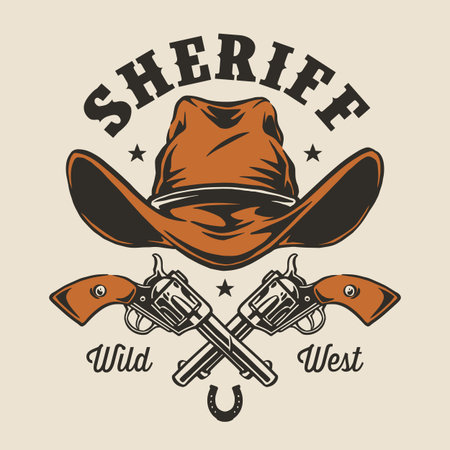 Sheriff and cowboy hat designのイラスト素材