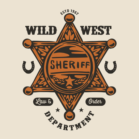 Wild west sheriff badge designのイラスト素材