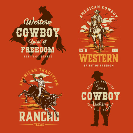 Wild west cowboysのイラスト素材