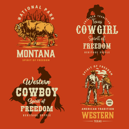 Western cowboy duoのイラスト素材