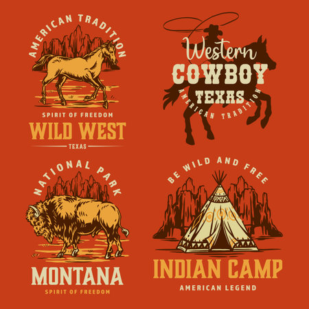 Cowboys wild westのイラスト素材