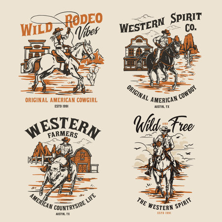 Western spirit and rodeo vibesのイラスト素材