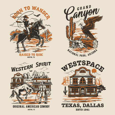 Cowboys and nature in the westのイラスト素材