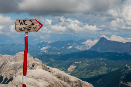 Toilet sign on the hilltopの写真素材
