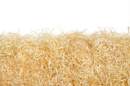 Natural wooden shredded wood shavings for gifting, shipping and stuffing. Top view.の写真素材