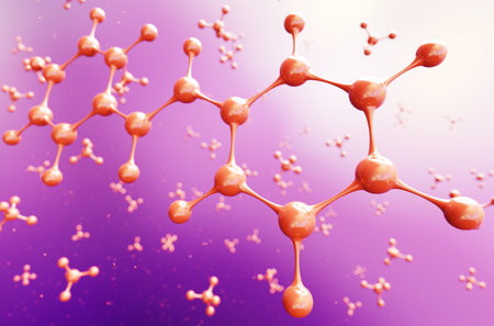 3d illustration of molecule model. Atom Benzil a compound of hydrogen and carbon. Chemistry...