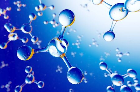 Abstract atom or molecule structure for science and medical background. 3d illustration.の写真素材