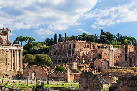 Roman ruins in Rome, Forum (Foro Romano). Popular touristic destination. Italyの写真素材