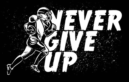 never give up american football banner posterのイラスト素材