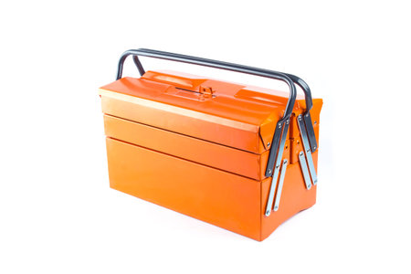 Orange tool box isolated on white background