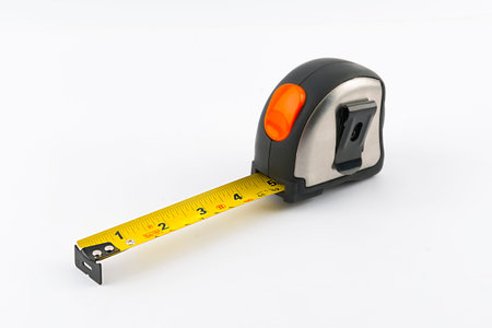 Tools. Measure tape on white background.の写真素材
