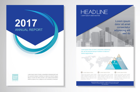 Template vector design for Brochure, Annual Report, Magazine, Poster, Corporate Presentation, Portfolio, Flyer, layout modern with green and blue color size A4, Front and back, Easy to use and edit.のイラスト素材