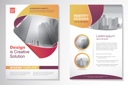 Template vector design for Brochure, Annual Report, Magazine, Poster, Corporate Presentation, Portfolio, Flyer, layout modern with Orange color size A4, Front and back, Easy to use and edit.のイラスト素材
