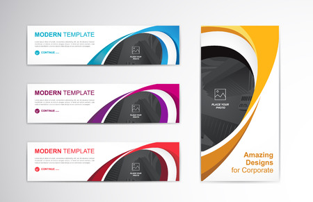 Set of modern design - Vector web banners design background or header templates, colorful horizontal and vertical.のイラスト素材