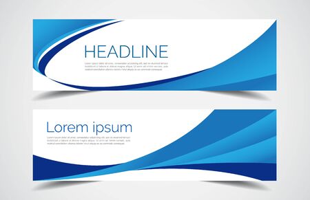 Set of modern design - Vector web banners design background or header templates, blue color, horizontal advertising business banner.のイラスト素材