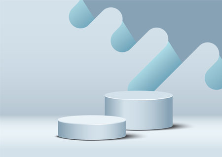 Abstract 3d geometric shape object illustration render, Round pedestal for display, Platform for design.のイラスト素材