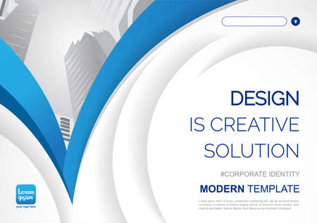 Template vector design for Brochure, Annual Report, Web design Poster, Corporate Presentation, Flyer, layout modern with blue color size horizontal, Easy to use and edit.のイラスト素材